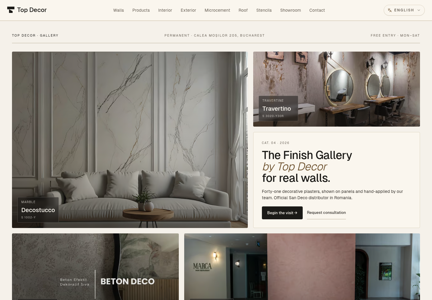 Screenshot of A specialist showroom, made tangible online.